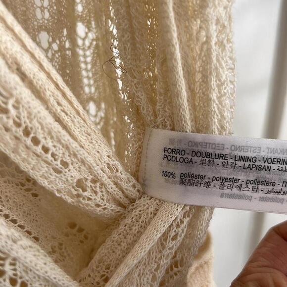 Zara Limited Edition Cream Pointelle Flowy Knit Jumpsuit Size L - Picture 10 of 10